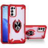 Matte TPU + PC Magnetic Shockproof Case with Ring Holder For OPPO Reno5(Red)