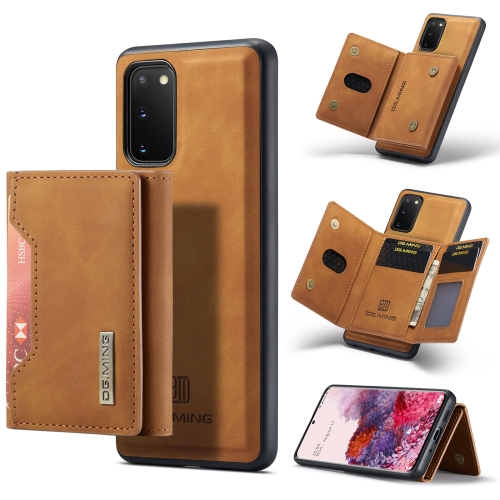 For Samsung Galaxy S20 DG.MING M2 Series 3-Fold Multi Card Bag + Magnetic Back Cover Shockproof Case with Wallet & Holder Function(Brown)