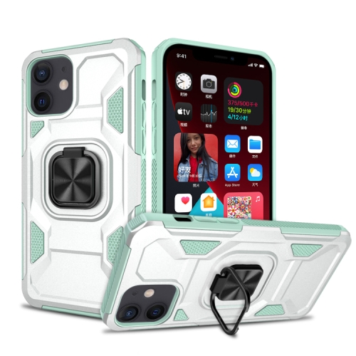 Knight Cool Series PC + TPU Shockproof Case with Magnetic Ring Holder For iPhone 11(Silver + Finland Green)
