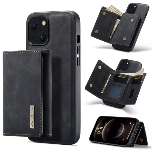 DG.MING M1 Series 3-Fold Multi Card Wallet + Magnetic Shockproof Case with Holder Function For iPhone 13 mini(Black)