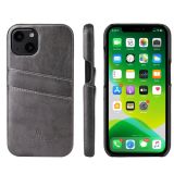 Fierre Shann Retro Oil Wax Texture PU Leather Case with Card Slots For iPhone 13(Grey)