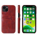 Fierre Shann Retro Oil Wax Texture PU Leather Case with Card Slots For iPhone 13 Pro(Brown)