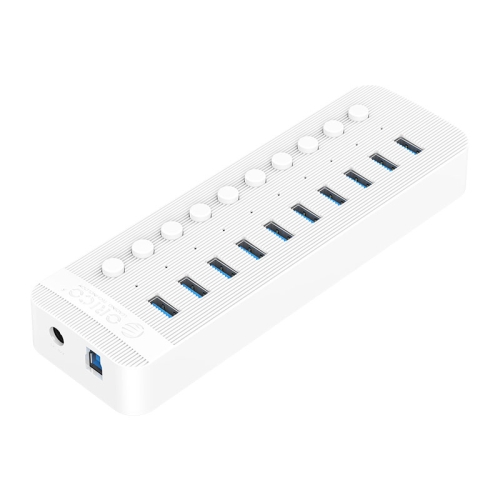 ORICO CT2U3-10AB-WH 10 In 1 Plastic Stripes Multi-Port USB HUB with Individual Switches