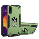For Samsung Galaxy A50 PC + TPU Protective Case with 360 Degrees Rotatable Ring Holder(Dark Green)
