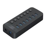 ORICO CT2U3-7AB-BK 7 In 1 Plastic Stripes Multi-Port USB HUB with Individual Switches