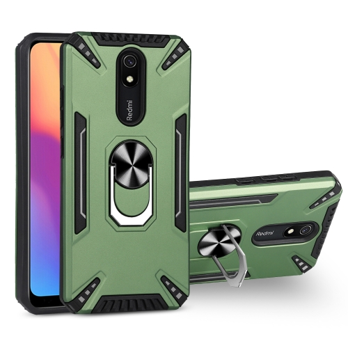 For Xiaomi Redmi 8A PC + TPU Protective Case with 360 Degrees Rotatable Ring Holder(Dark Green)