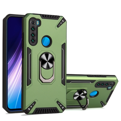 For Xiaomi Redmi Note 8 PC + TPU Protective Case with 360 Degrees Rotatable Ring Holder(Dark Green)