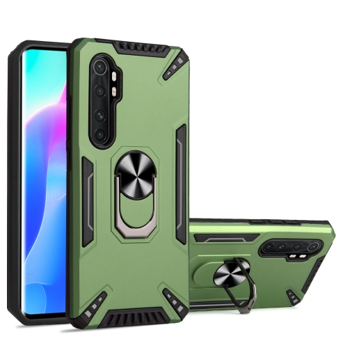For Xiaomi Mi Note 10 Lite PC + TPU Protective Case with 360 Degrees Rotatable Ring Holder(Dark Green)