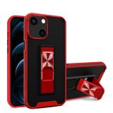 Dual-color Skin Feel TPU + PC Magnetic Shockproof Case with Invisible Holder For iPhone 13(Red)