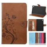 For Samsung Galaxy Tab A7 Lite / T220 Butterfly Flower Embossing Pattern Horizontal Flip Leather Case with Holder & Card Slots & Wallet(Brown)