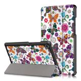 For Lenovo Tab M8 Coloured Drawing Pattern Horizontal Deformation Flip Leather Case with Three-folding Holder(Butterfly)