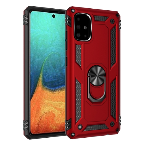 For  Galaxy A71 Shockproof TPU + PC Protective Case with 360 Degree Rotating Holder(Red)
