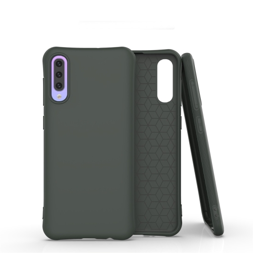 For Galaxy A50 Solid Color TPU Slim Shockproof Protective Case(Dark Green)