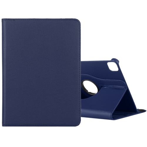 For iPad Pro 12.9 (2021) / (2020) Litchi Texture Horizontal Flip 360 Degrees Rotation Leather Case with Holder(Blue)