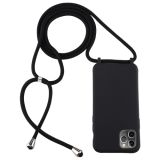 For iPhone 11 Pro Candy Color TPU Protective Case with Lanyard(Black)