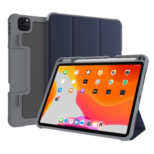 For iPad Pro 11 inch (2021) / (2020) Mutural Horizontal Flip PC + TPU + PU Leather Case with Holder & Pen Slot(Dark Blue)