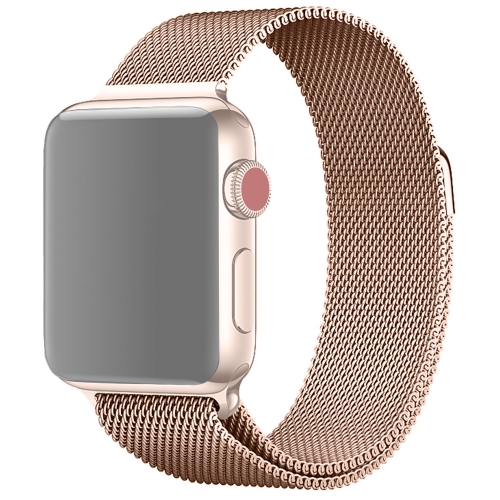 For Apple Watch Series 6 & SE & 5 & 4 44mm / 3 & 2 & 1 42mm Milanese Loop Magnetic Stainless Steel Watchband(Champagne Gold)