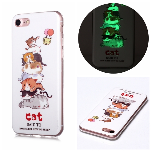 For iPhone SE 2020 / 8 / 7 Luminous TPU Soft Protective Case(Cats)