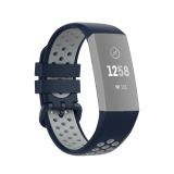 For Fitbit Charge 4 / Charge 3 / Charge 3 SE Watch Button Two Colors Silicone Replacement Strap Watchband(Midnight Blue Grey)