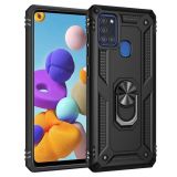 For Samsung Galaxy A21s Shockproof TPU + PC Protective Case with 360 Degree Rotating Holder(Black)