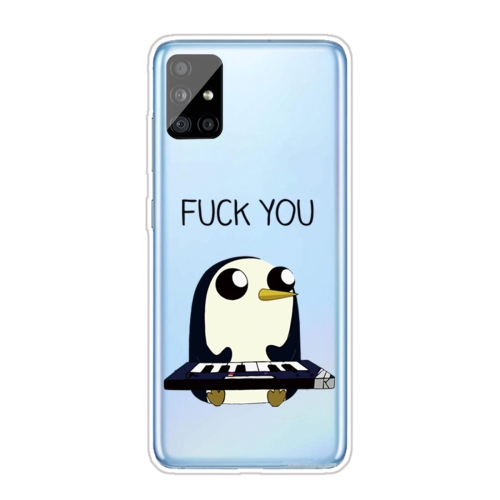 For Samsung Galaxy A51 Coloured Drawing Pattern Highly Transparent TPU Protective Case(Penguin)