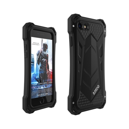 For iPhone 8 / 7 R-JUST Shockproof Dustproof Metal Armor Protective Case(Black)