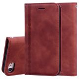 For iPhone SE 2020 & 8 & 7 Frosted Business Magnetic Horizontal Flip PU Leather Case with Holder & Card Slot & Lanyard(Brown)