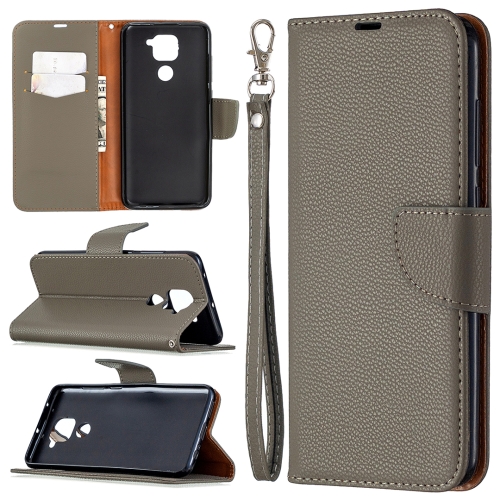 For Xiaomi Redmi Note 9 Litchi Texture Pure Color Horizontal Flip Leather Case with Holder & Card Slots & Wallet & Lanyard(Grey)