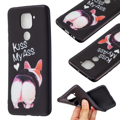 For Xiaomi Redmi Note 9 Embossment Patterned TPU Soft Protector Cover Case(Kiss My Ass)