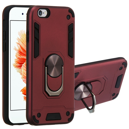 For iPhone 6 / 6s 2 in 1 Armour Series PC + TPU Protective Case with Ring Holder(Wnie Red)