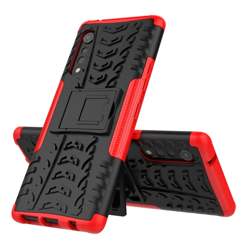 For LG Velvet Tire Texture Shockproof TPU+PC Protective Case with Holder(Red)