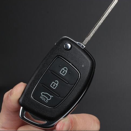 For Hyundai 3-button Folding Car Key Shell with Silver Metal Edge