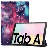For Samsung Galaxy Tab A7 2020 T500 Colored Drawing Pattern Horizontal Flip Leather Case with Three-folding Holder & Sleep / Wake-up Function(Milky Way Nebula)