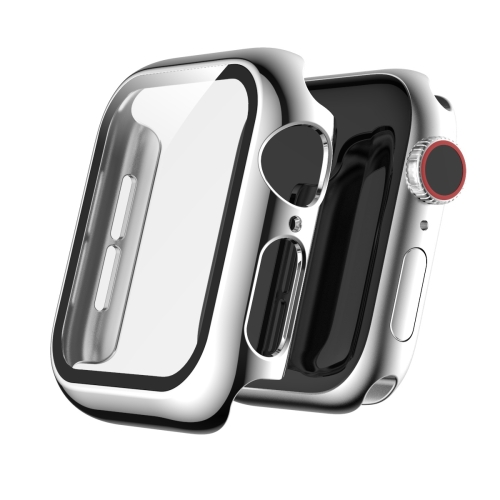 For Apple Watch Series 5 & 4 44mm Full Coverage Plating Glass Case(Silver)