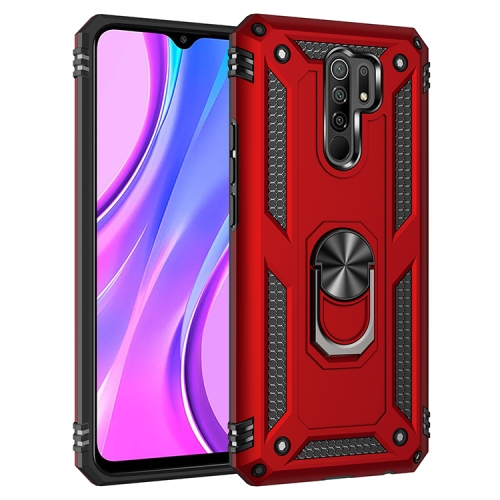 For Xiaomi Redmi 9 Shockproof TPU + PC Protective Case with 360 Degree Rotating Holder(Red)