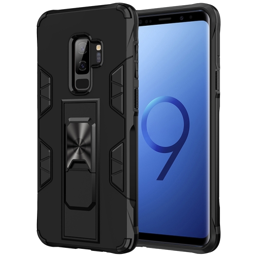 For Samsung Galaxy S9+ Soldier Armor Shockproof TPU + PC Magnetic Protective Case with Holder(Black)