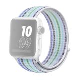 For Apple Watch Series 6 & SE & 5 & 4 44mm / 3 & 2 & 1 42mm Nylon Loop Watchband(Pinstripe Blue)