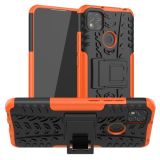 For Xiaomi Redmi 9C Tire Texture Shockproof TPU + PC Protective Case with Holder(Orange)