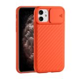 For iPhone 12 mini Sliding Camera Cover Design Twill Anti-Slip TPU Case(Orange)