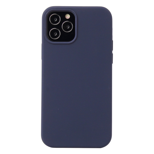 For iPhone 12 Pro Max Solid Color Liquid Silicone Shockproof Protective Case(Midnight Blue)