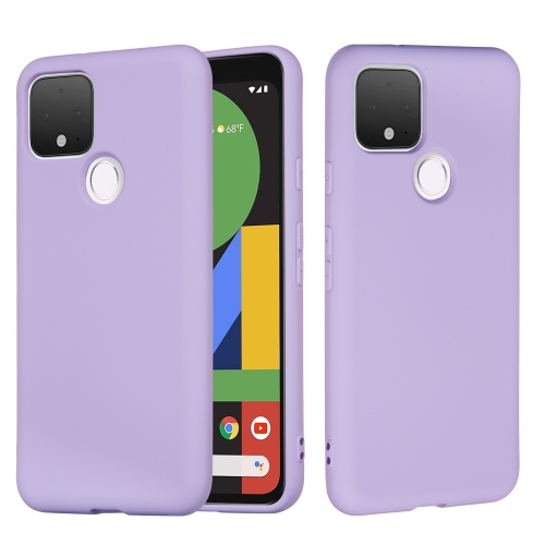 For Google Pixel 4a 5G Pure Color Liquid Silicone Shockproof Full Coverage Case(Purple)