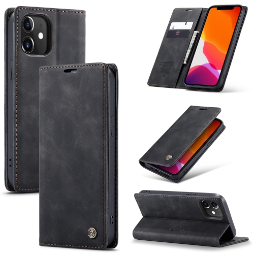 For iPhone 12 / 12 Pro CaseMe-013 Multifunctional Retro Frosted Horizontal Flip Leather Case with Card Slot & Holder & Wallet(Black)