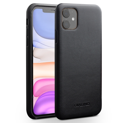 For iPhone 11 QIALINO Shockproof Cowhide Leather Protective Case(Black)