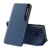 For Xiaomi Redmi 9C Side Display Magnetic Shockproof Horizontal Flip Leather Case with Holder(Dark Blue)