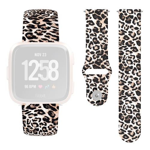 For Fitbit Versa 2 / Lite 22mm Reverse Buckle Printed Silicone Strap(Brown Leopard)