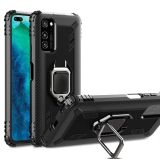 For Huawei P40 Pro / P40 Pro+ Carbon Fiber Protective Case with 360 Degree Rotating Ring Holder(Black)