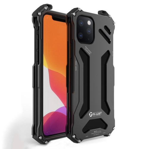 For iPhone 12 Pro Max R-JUST Shockproof Armor Metal Protective Case(Black)