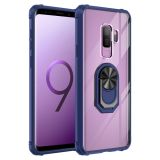 For Samsung Galaxy S9+ Shockproof Transparent TPU + Acrylic Protective Case with Ring Holder(Blue)