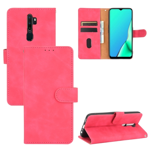 For OPPO A9 (2020) / A11 / A11X / A5 (2020) Solid Color Skin Feel Magnetic Buckle Horizontal Flip Calf Texture PU Leather Case with Holder & Card Slots & Wallet(Rose Red)