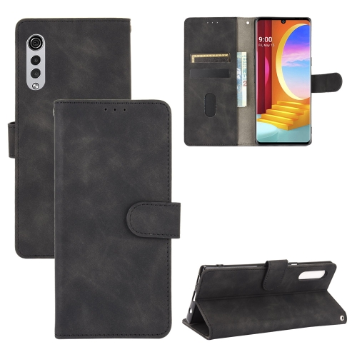 For LG Velvet Solid Color Skin Feel Magnetic Buckle Horizontal Flip Calf Texture PU Leather Case with Holder & Card Slots & Wallet(Black)